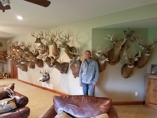 Trophy room of deer